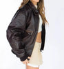 Oversized Brown Leather Jacket for Women