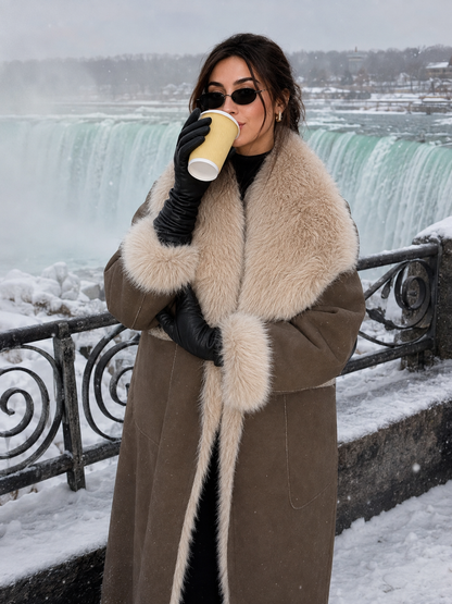 Women’s Reversible Faux Fur Long Winter Coat