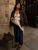 Oversized leather jacket women loose fit