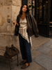 Oversized leather jacket women loose fit