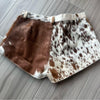 Women Mini Brown White Cowhide Shorts