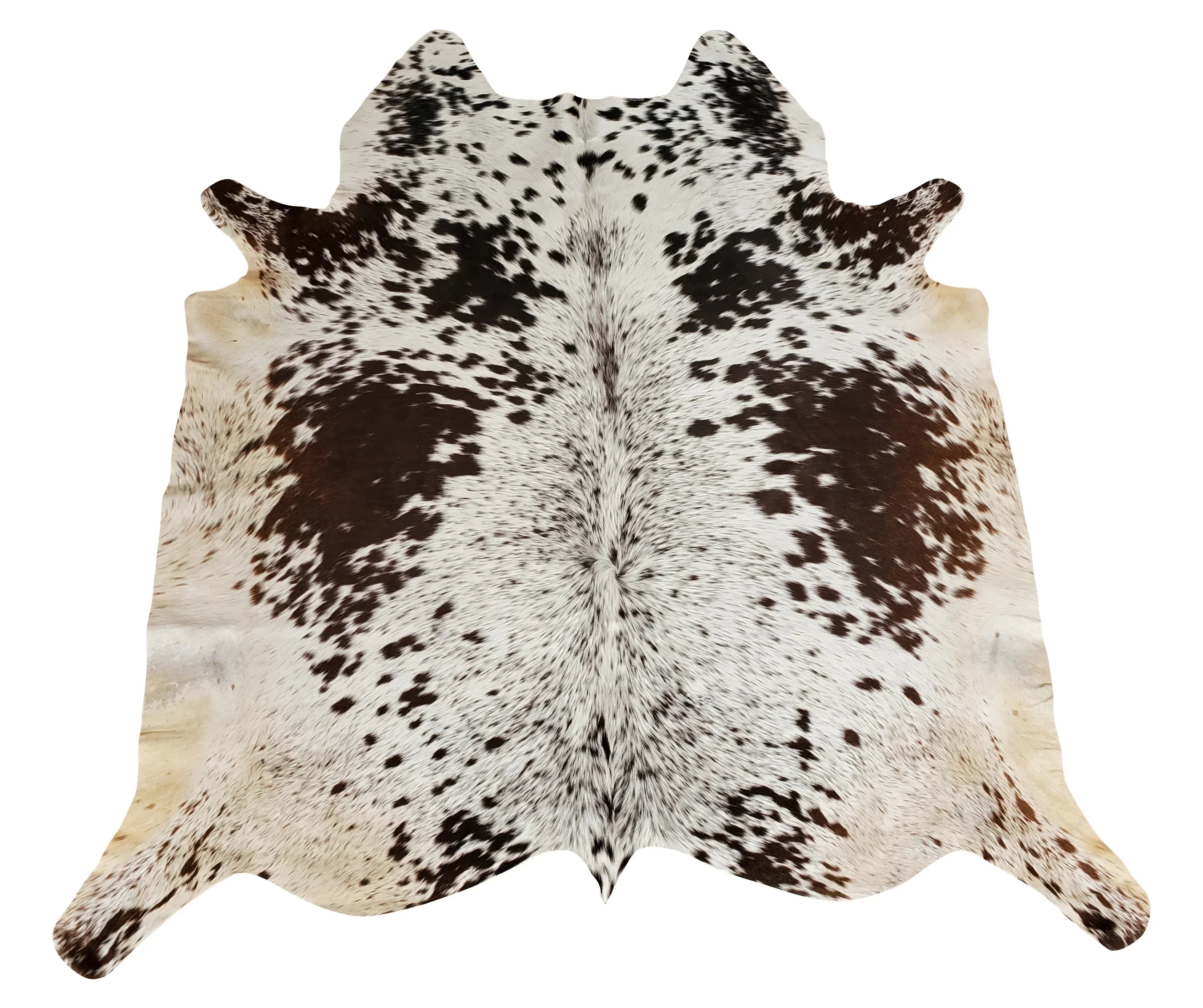 Light Color Cowhide Rug Small Speckled Tricolor Cowhide Rug – Boho Living Room