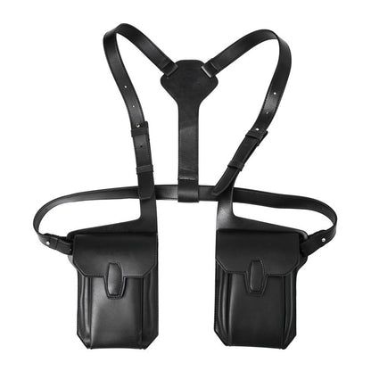 Men's dual pouch shoulder holster bag pu leather harness