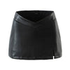 PU Leather Mini Skirt with Slit and V-Shaped Waistband