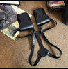 Men's dual pouch shoulder holster bag pu leather harness