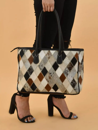 Women’s Hair On Cowhide Patchwork Tote Bag