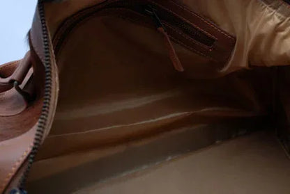 Natural Cowhide Patchwork Leather Duffle Bag