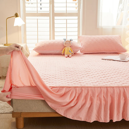 Quilted Fitted Sheet with Bed Skirt Mattress Cover