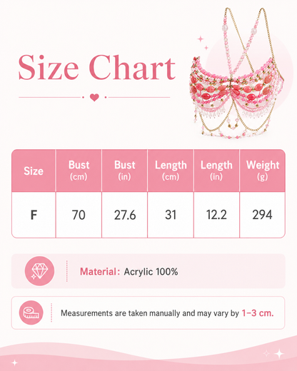 Pink Crystal Body Chain Bralette with Beaded Tassel Drapes