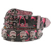 Punk leather belts with skull rhinestones