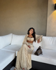 Cream polka dot square neck crop top and high waist maxi skirt set