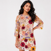 Women's mini sundresses with sheer floral embroidery