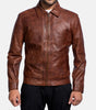 genuine brown leather moto jacket