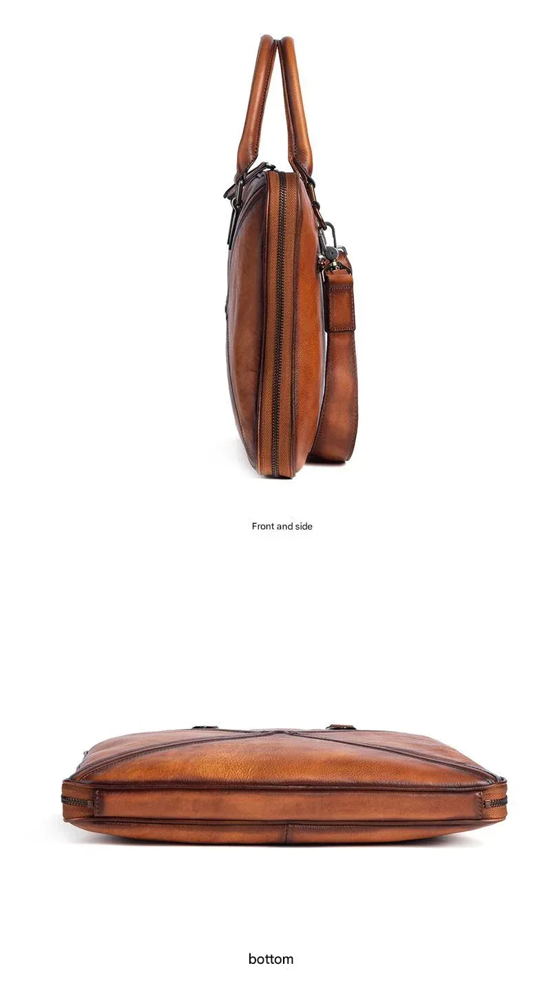 Vintage leather messenger bag for men office travel