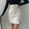 Black faux leather mini skirt bodycon high waist 2 S