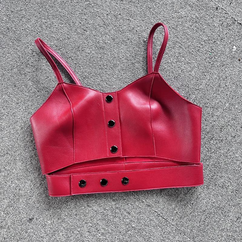Women’s Genuine Leather Cropped Camisole Top 5
