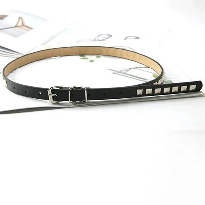 Women faux leather belt with metal studs