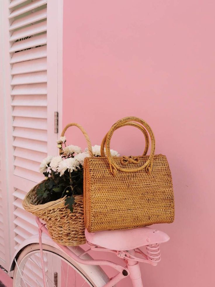 Top Handle Rattan Purse