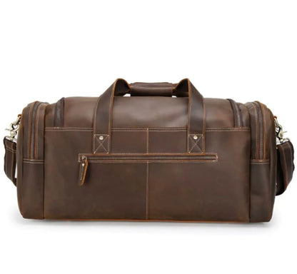 Full Grain Leather Duffle Bag for Men in Brown
