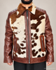 Cowhide Jacket With Brown Leather Sleeves and Hair On Hide