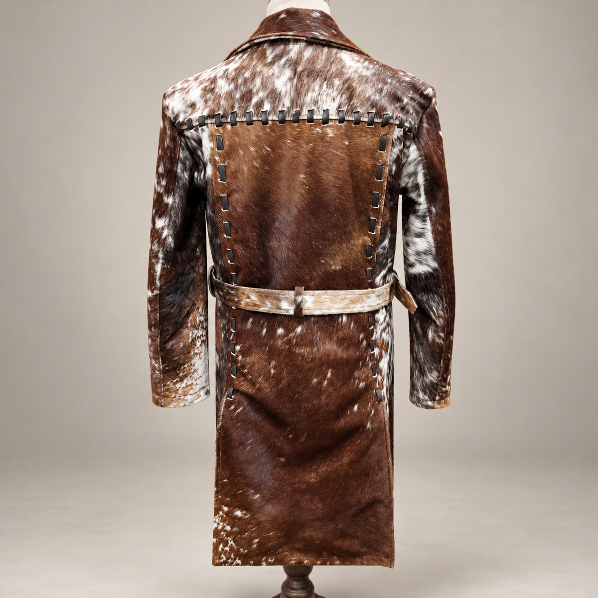 Cowhide Trench Coat Real Hair On Hide Long Western Coat