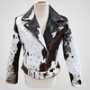 Cowhide Biker Jacket in Real Hair On Hide With Belt