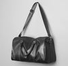 Black Leather Weekender Bag for Men Carry On