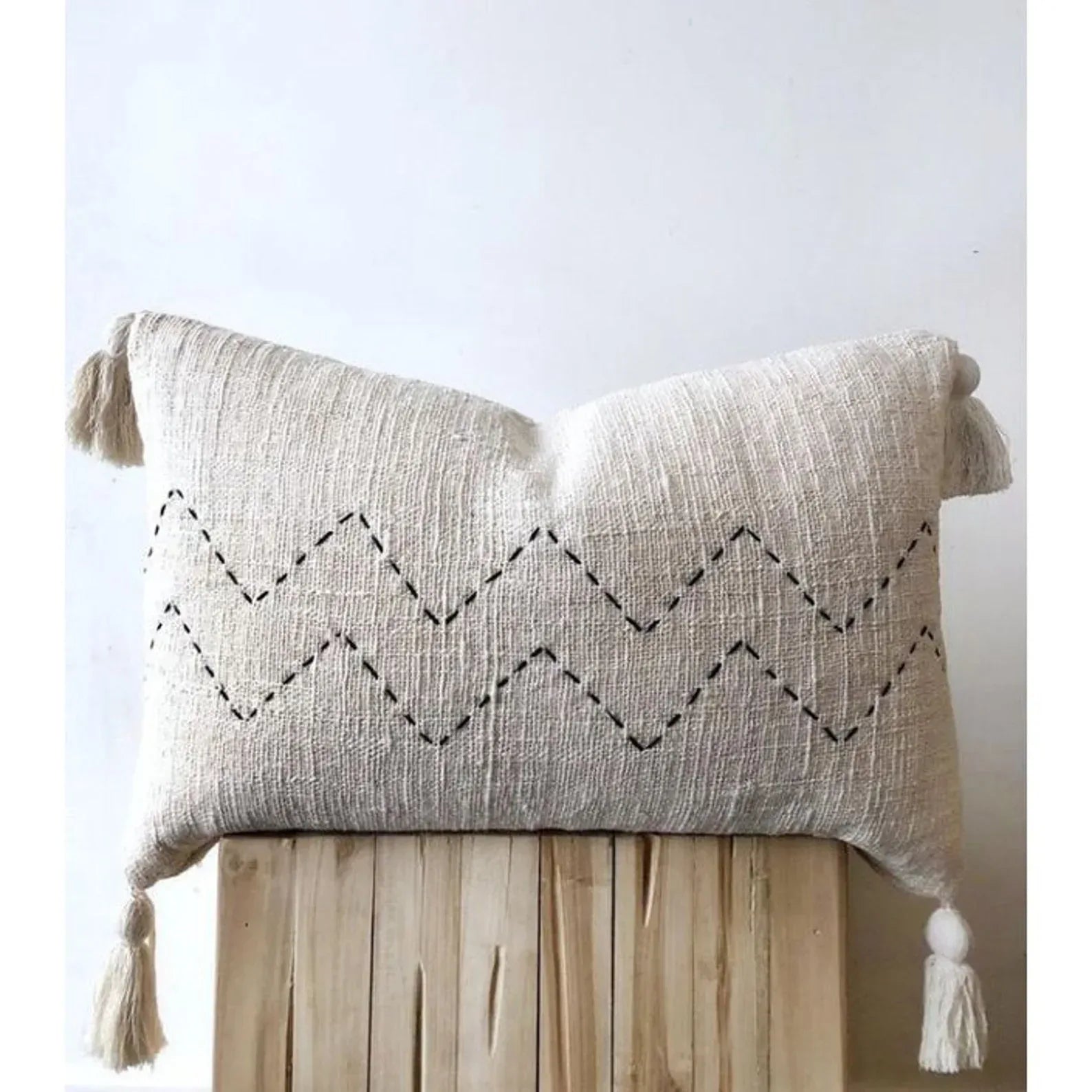 Balinese White Nordic Minimalist Cushion Cover Tassel Number 1