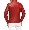 Women’s Red Lambskin Leather Biker Jacket