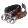 Women's Embossed Leather Belt with Tiger Buckle