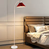 Minimalist pleated fabric arc floor lamp Red lampshade + white pole 110V-120V For US CA