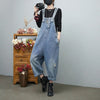 Distressed denim overalls women loose fit adjustable