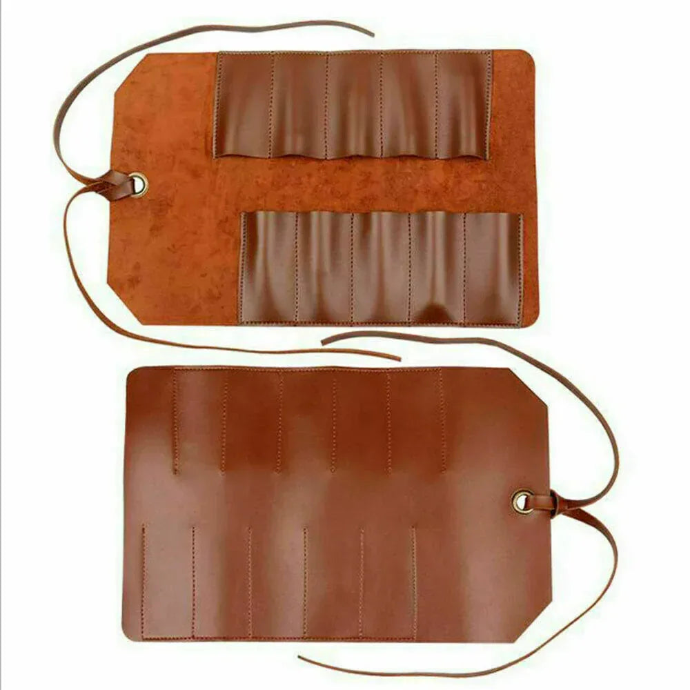 Roll Up Tool Bag Brown 10 Slot Organizer