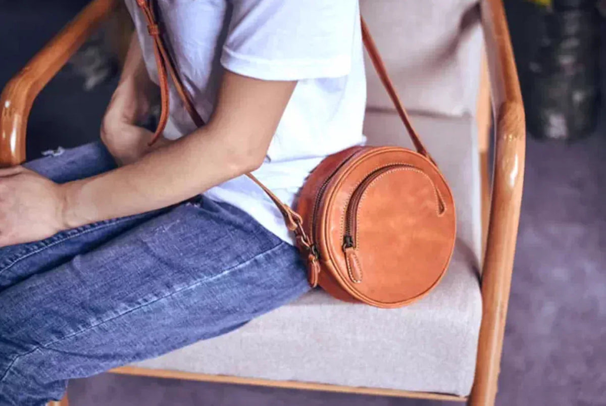 Women’s Round Leather Crossbody Bag