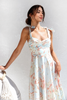 Floral midi sundress with tie straps and v neckline