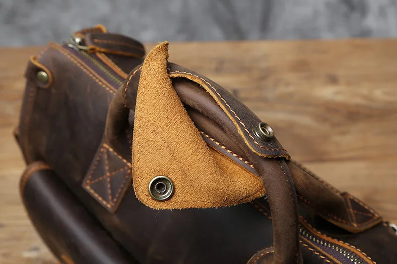 Vintage Leather Briefcase Men's Cowhide Bag