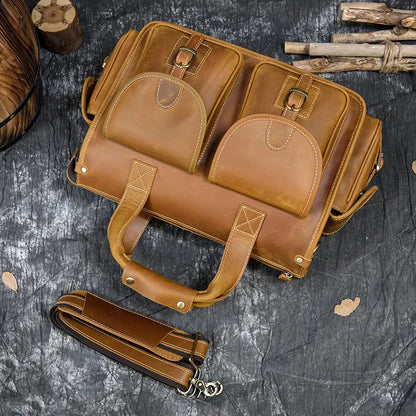 Laptop Briefcase Genuine Leather Shoulder Bag