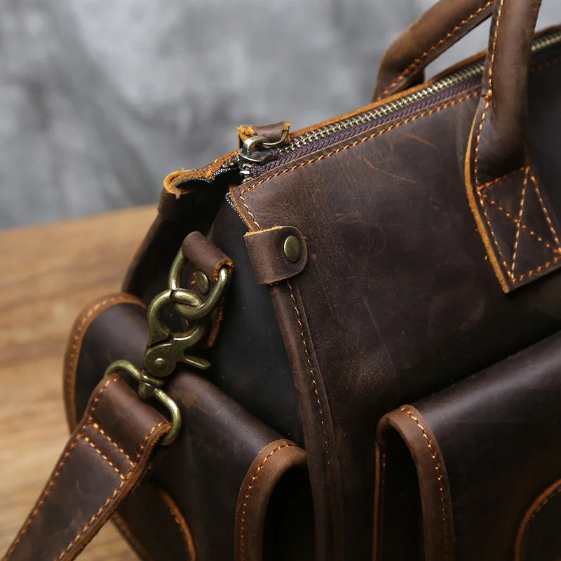 Vintage Leather Briefcase Men's Cowhide Bag