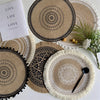 Handwoven Jute Table Mats with Mandala Fringe