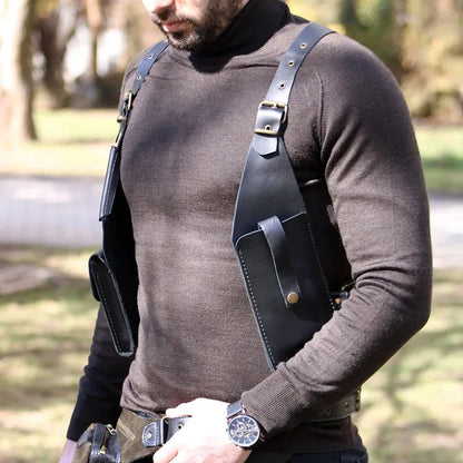 Men's Leather PU Shoulder Holster Wallet