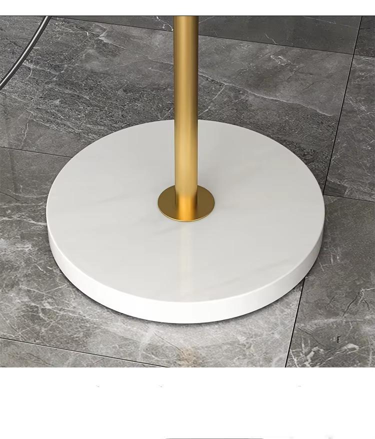 Modern arc floor lamp with wireless charging and drawer