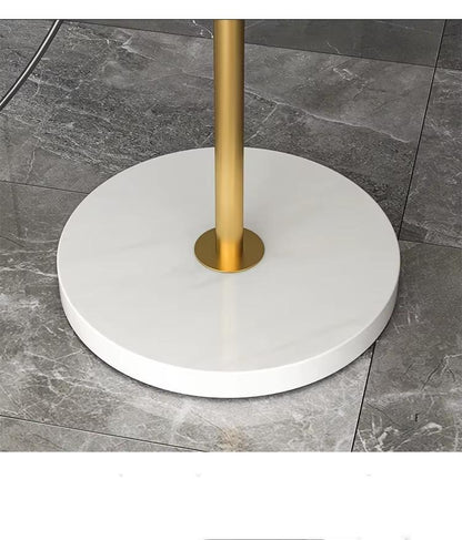 Modern arc floor lamp with wireless charging and drawer