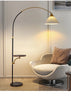 Minimalist Curved Floor Lamp with Pleated Shade