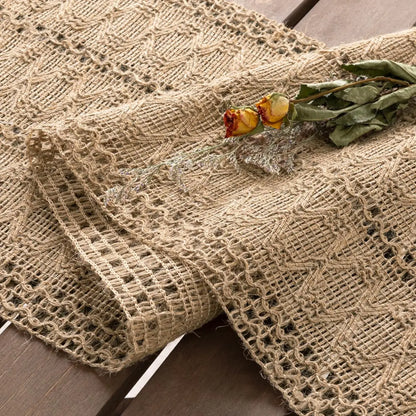 Burlap Macrame Jute Small Runner for Fall, Spring, Christmas & Easter