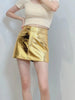 Women mini silver metallic skirt
