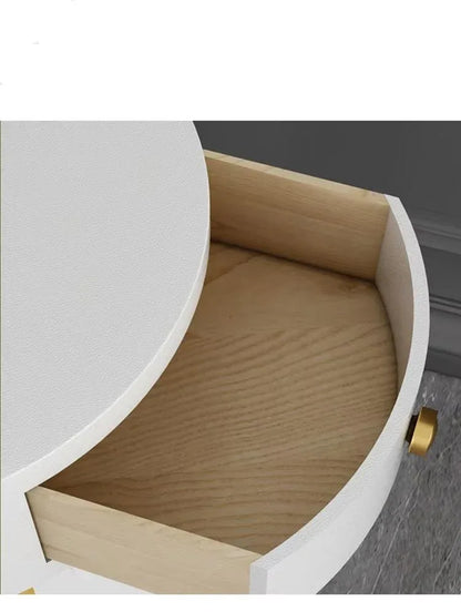 Modern arc floor lamp with wireless charging and drawer