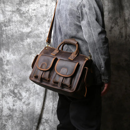 Vintage Leather Briefcase Men's Cowhide Bag