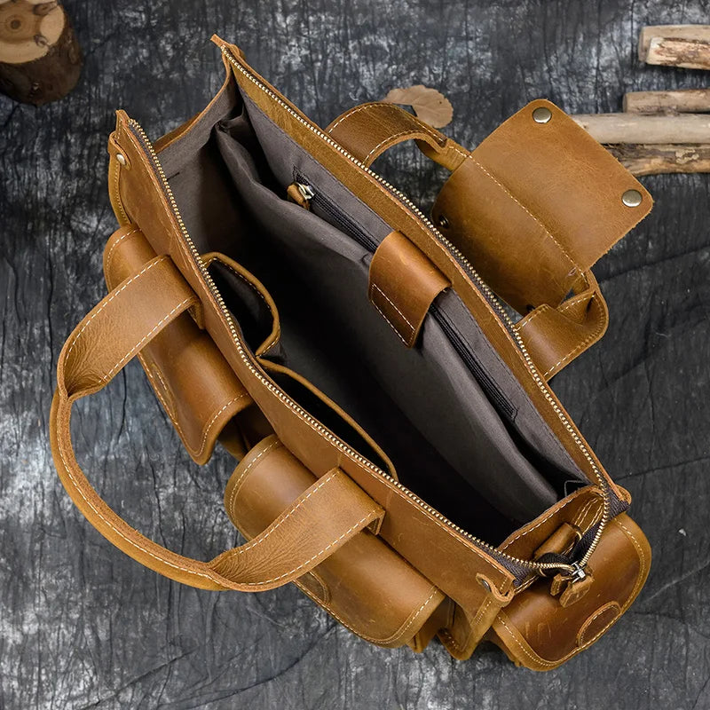 Laptop Briefcase Genuine Leather Shoulder Bag