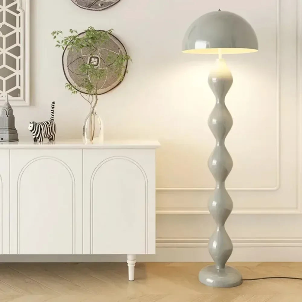 Cream Tall Macaron Mushroom Floor Lamp