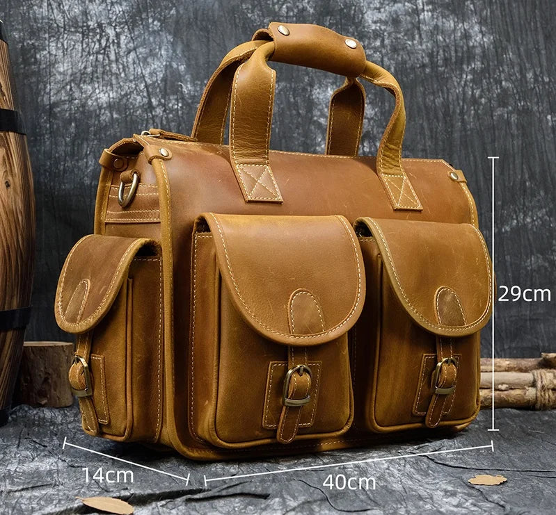 Laptop Briefcase Genuine Leather Shoulder Bag